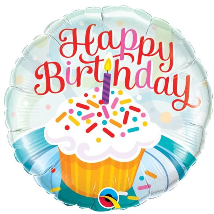 Folieballon - Happy Birthday Cupcake - 45 cm - Helium- en Luchtvulling