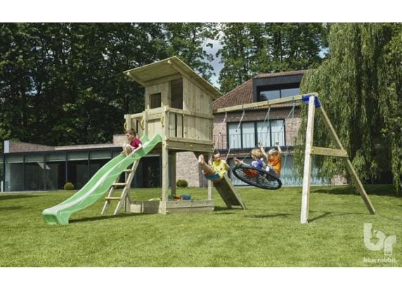 Bluerabbit 2.0 Rabbit 2.0 Schommel met speeltoren en glijbaan Beach Hut lime Schommels Schommels