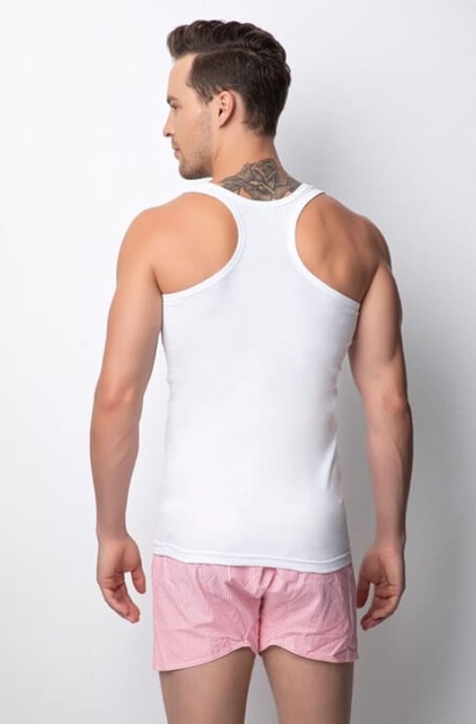 3 pack-Heren Halterhemd-Onderhemd Heren-Singlet Heren-wit-maat M