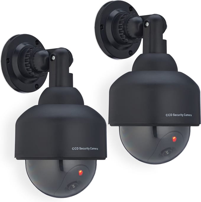 2x dummy dome camera met led-lampje - nep bewakingscamera binnen & buiten