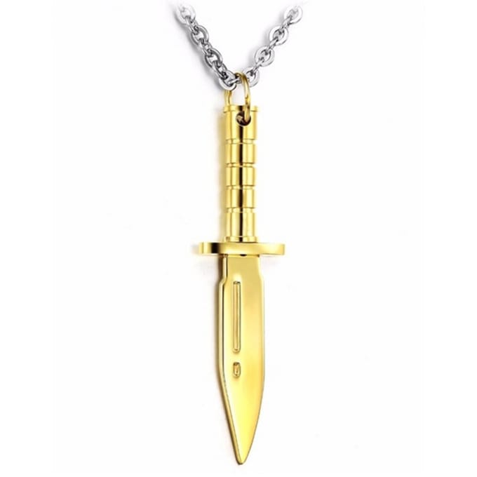 Heren hanger Edelstaal Dagger Goudkleurig