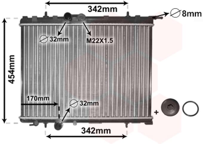 Van Wezel - RADIATOR VOOR PEUGEOT 206 1998-2009 133038