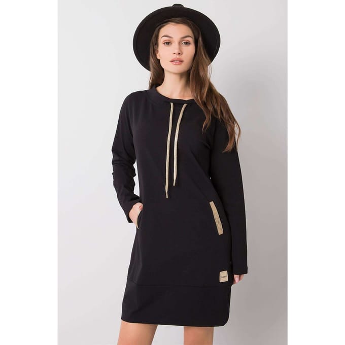 Cotton Pocket Charm Dress - Schwarz / S/M