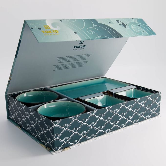 Tokyo Design Studio Glassy Turquoise Sushi Servies - 8 delig - 2 persoons