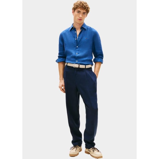 Tommy Hilfiger Overhemd 100% Linnen Blue Jeans  XL