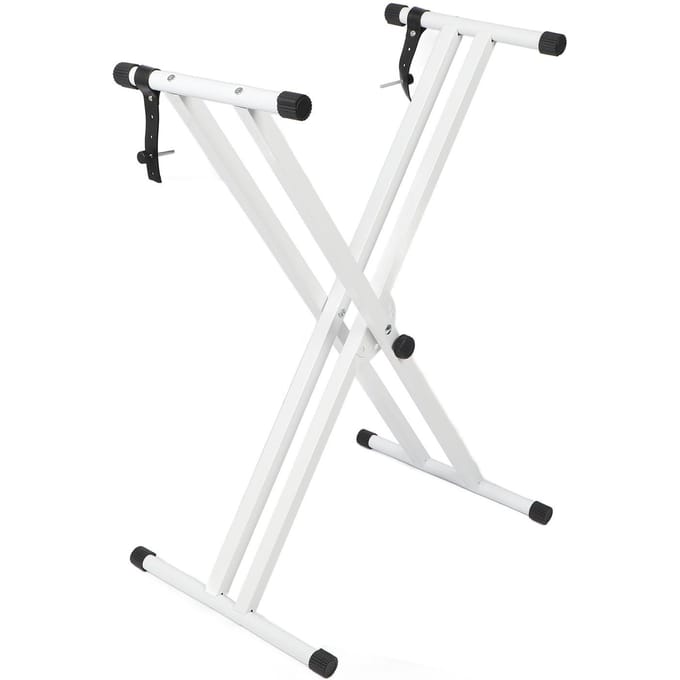 Elektronisch Toetsenbord Statief Hoogte Breedte Verstelbaar Antislip Dubbel X Frame Toetsenbord Statief voor 54 tot white
