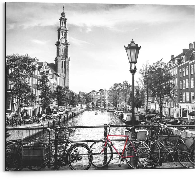 Schilderij Amsterdamse grachten - 40 x 50 - Hout - REINDERS