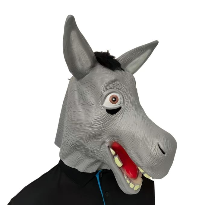 Grappig en geestig ezel latex masker One size fits all adults grijs