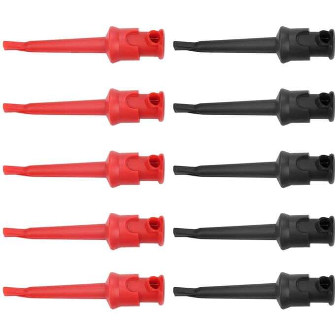 10 stuks P5002 Multimeter Test Haak Grijpers voor SMt SMD IC D20 Kabel Lassen (Zwart&Rood) black
