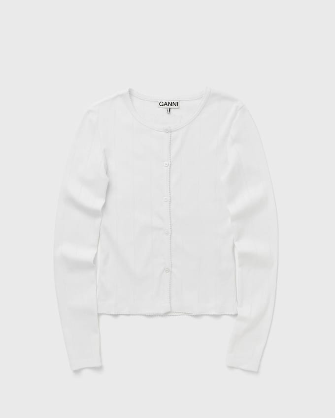 Compact pointelle rib jersey LS Button top