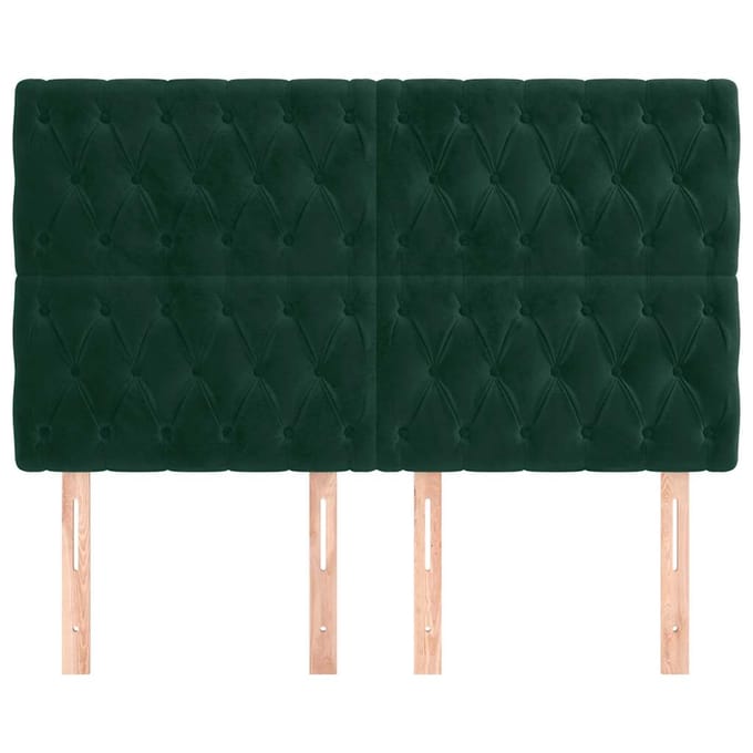 vidaXL - Hoofdbord - donkergroen - 144x7x118/128 - cm - fluweel