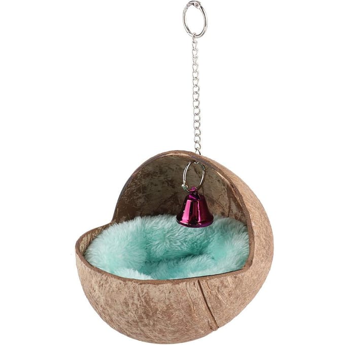 Nid d'élevage pour oiseaux en cosse de noix de coco naturelle, lit, cage, nid d'éclosion avec tapis black