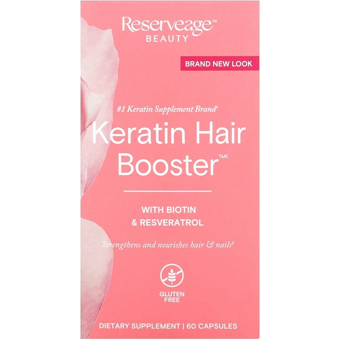 Keratine Haar Booster, met Biotine en Resveratrol, 60 Capsules white