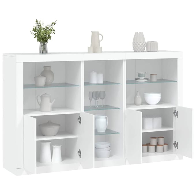 vidaXL - Dressoir - met - LED-verlichting - 162x37x100 - cm - wit