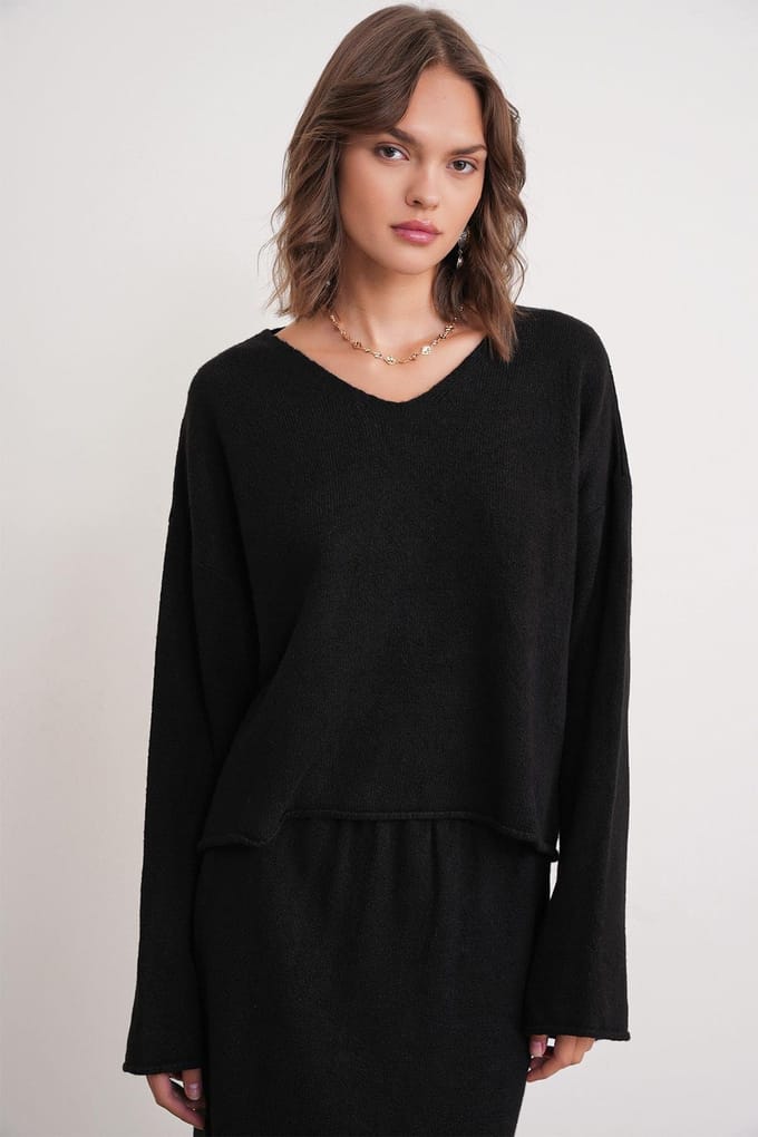 V-hals Breisel Sweater & Rok Co-ord Set