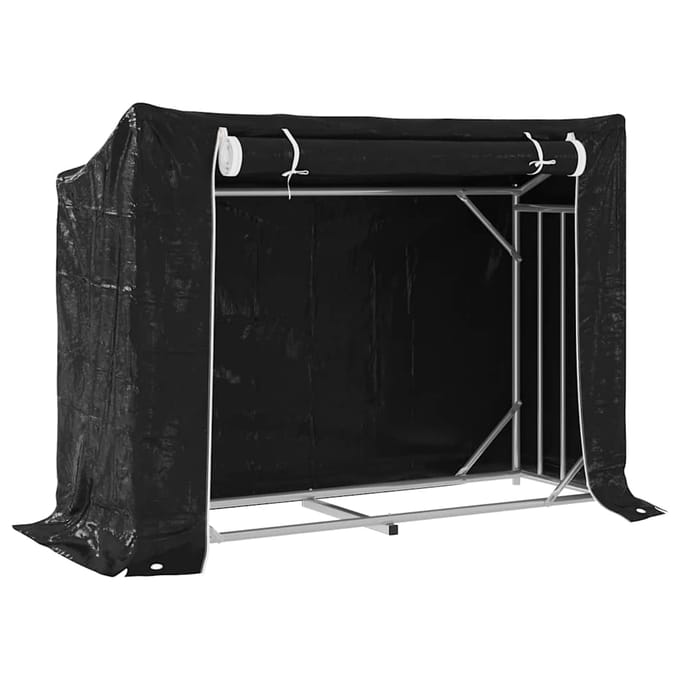Porte-bûches avec Housse de Protection 151 x 60,5 x 110,5 cm Acier Galvanisé