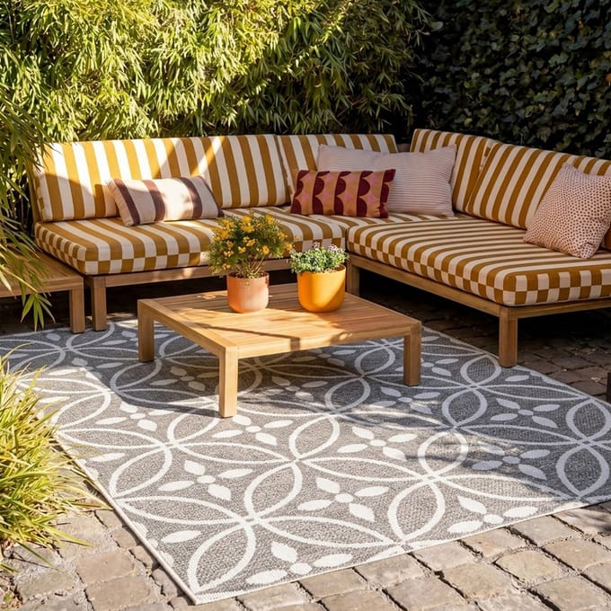 Fraai Buitenkleed - Summer Pattern Grijs - 80x150cm