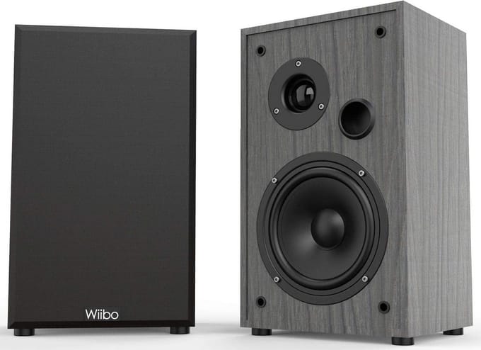 Hifi Luidsprekers - Boekenplank Model - Muziek Luisteren - Spiegelreflex Technologie - 100 Watt - Grijs