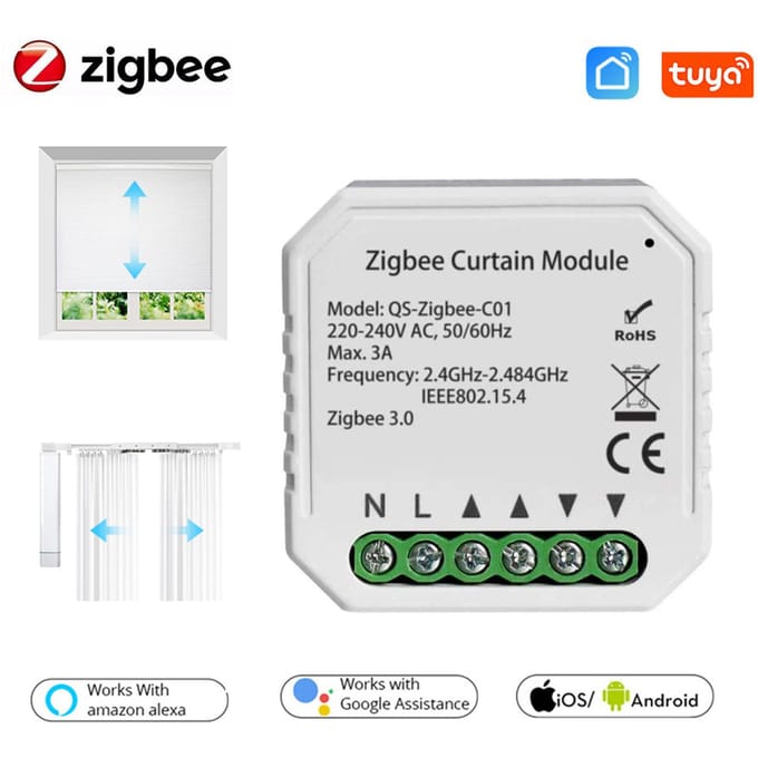 Tuya ZigBee Intelligente Gordijnmodule Intelligente Huishoud Doe-het-zelf Gereedschap Huishoudelijke Multifunctionele Gereedschap wit