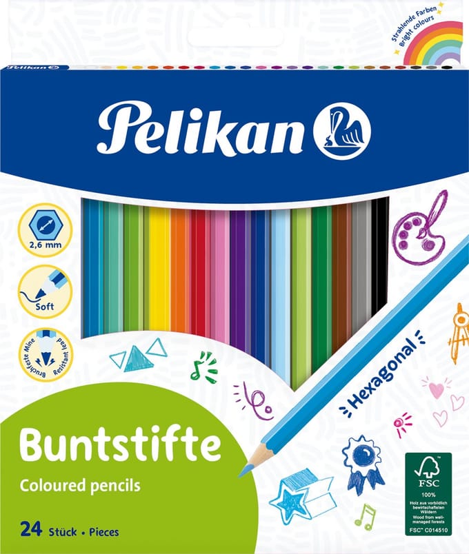 Pelikan kleurpotloden - standaard 3,0 mm - 24 kleuren