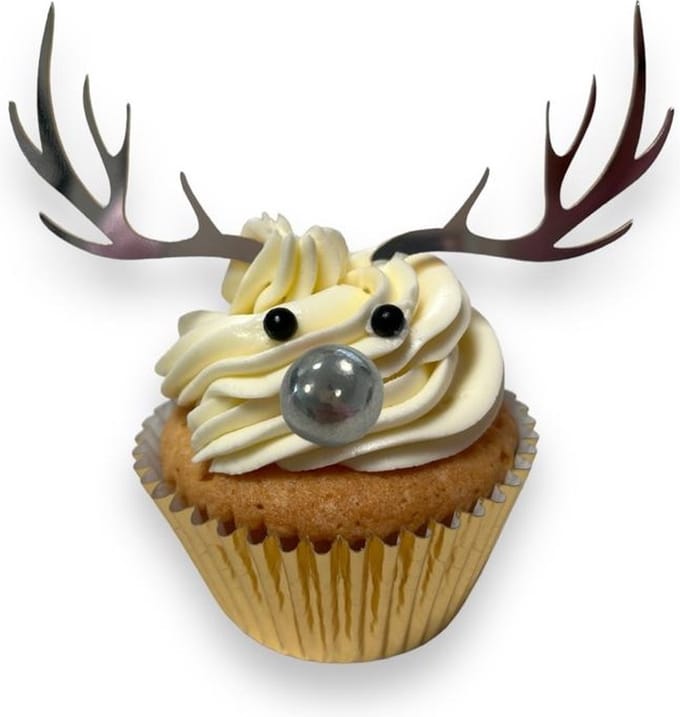 Cupcake topper gewei zilver - Tasty Me