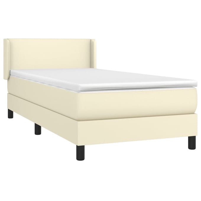 vidaXL - Boxspring - met - matras - kunstleer - crèmekleurig - 80x200 - cm