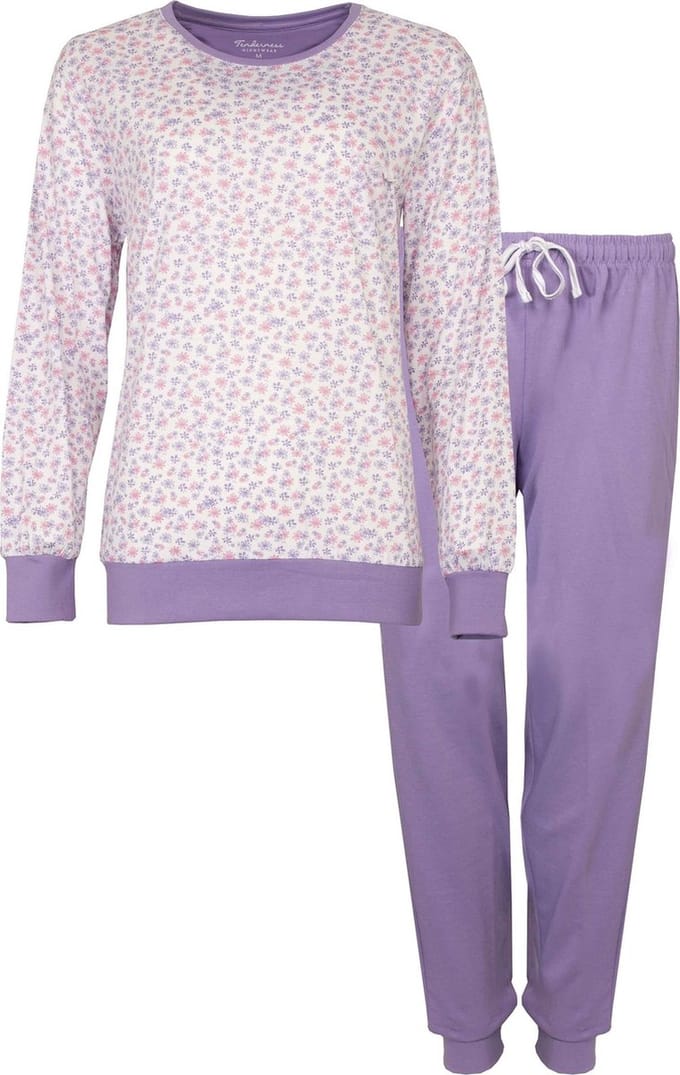 Tenderness Dames Pyjama - 100% Gekamde Katoen - Lila - Maat 3XL