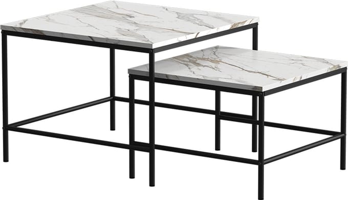 Vicco Ramio Salontafel set – 60 x 60 cm 2 delen Wit/zwart