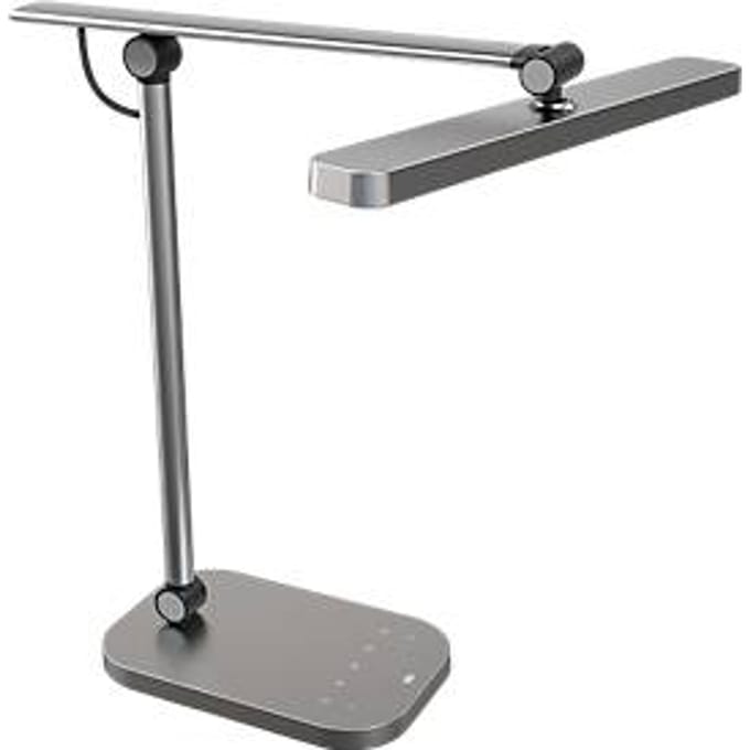 Unilux PURELINE LED-bureaulamp, dimbaar, 3000K/4000K/5700K, lichtsterktesensor, scharnierarm, metaalgrijs