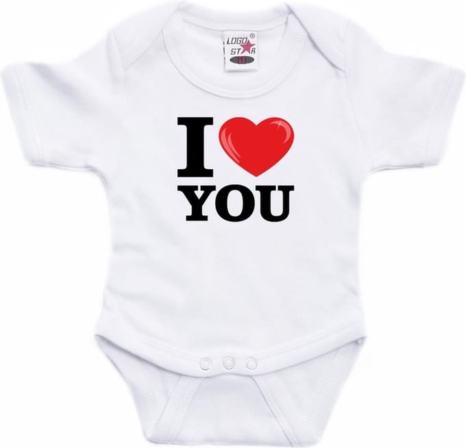 Wit I love you rompertje baby - Babykleding 92