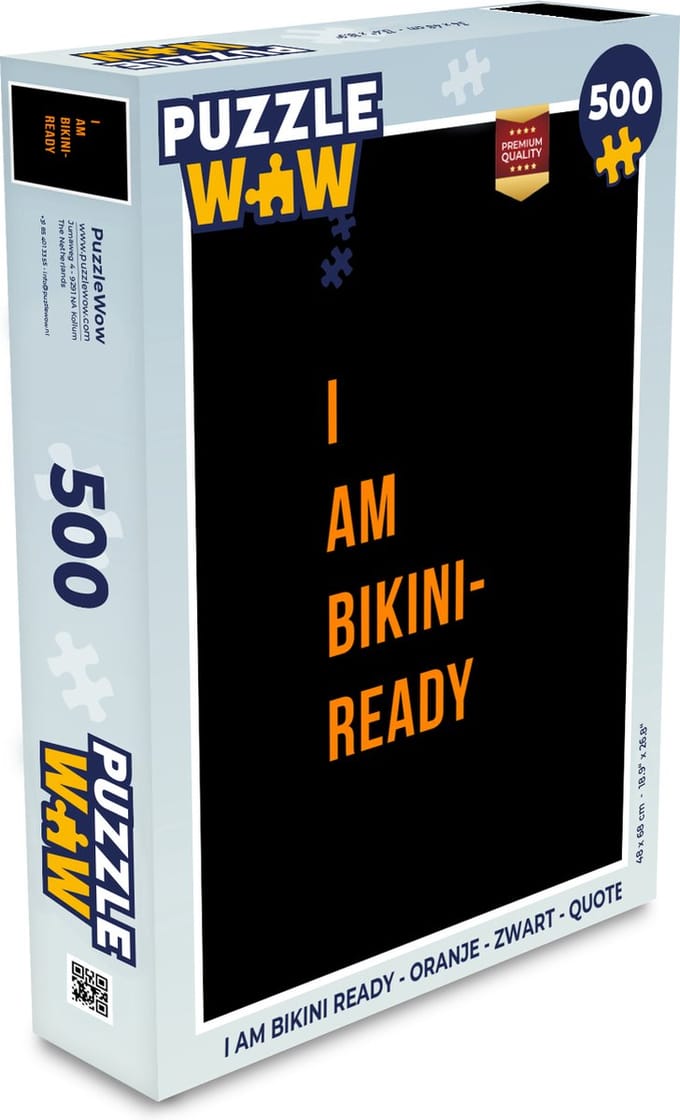 Puzzel I am bikini ready - Oranje - Zwart - Quote - Legpuzzel - Puzzel 500 stukjes