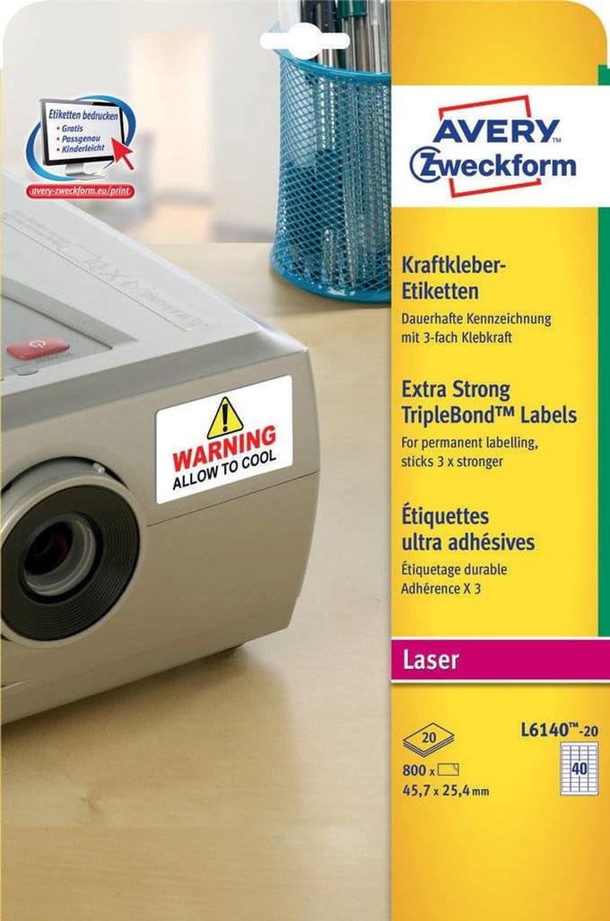 Avery L6140-20 printeretiket
