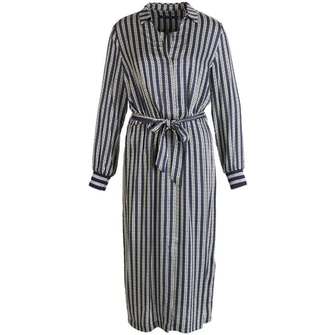 River Woods Dress Ls Polocollar + Belt Blue Größe: 34 | Midikleider Outlet | Damen | Blau