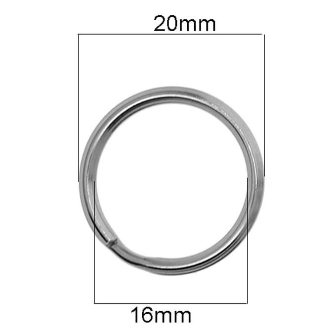 40 Pieces 20mm 304 Stainless steel Split Key Rings keycahins Dog leash DIY 20mm zilver