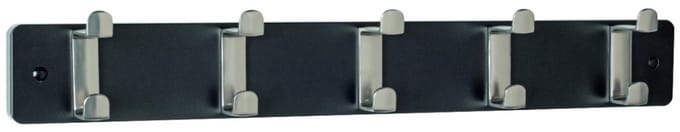 Kapstok – Zwart MDF met 5 RVS-look haken – 55 cm breed – Stevig en modern design