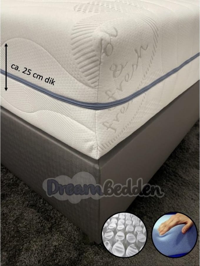 Matras 90x210 9-zones XXL HR45 koudschuim micropocketvering ca. 25 cm dik