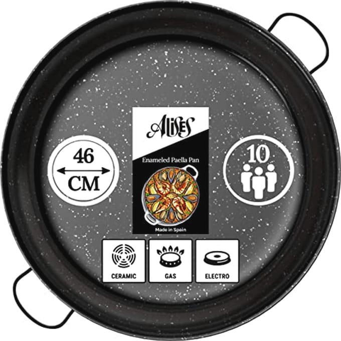 Geëmailleerde Carbon Steel Paella Pan - Natuurlijk Non-Stick 46 cm
