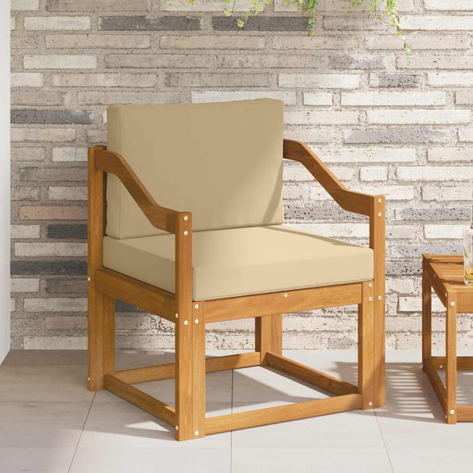 vidaXL - Buitensofa - Massief - Acacia - Hout - en - Polyester - Naturel