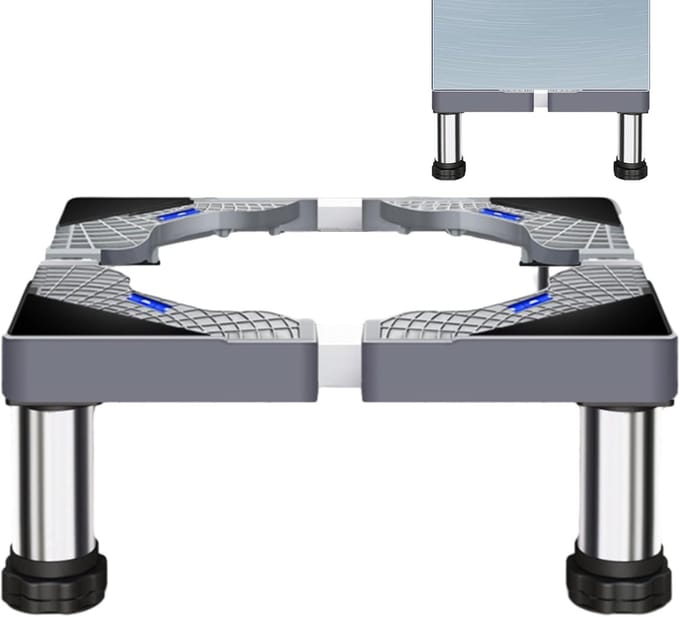 Wasmachine Sokkel - Onderstel Wasmachine Droger - Apparaten Verhogen - Verstelbare Lengte - 40-60 cm - Zilver