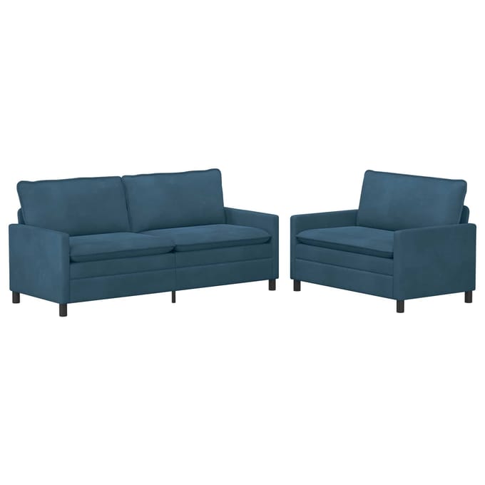 vidaXL - Bankstel - 2 - st - Blauw - Fluweel