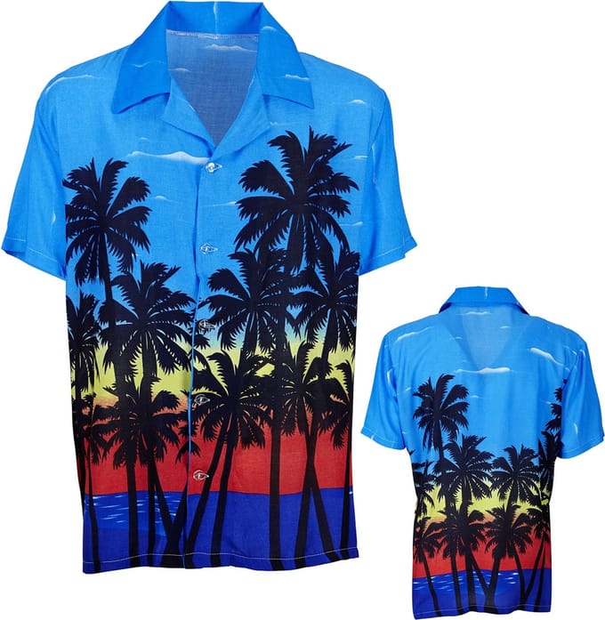 Hawaii shirt blauw palmbomen