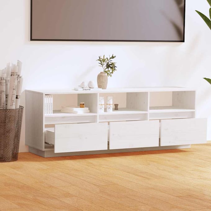 vidaXL - Tv-meubel - 140x37x50 - cm - massief - grenenhout - wit