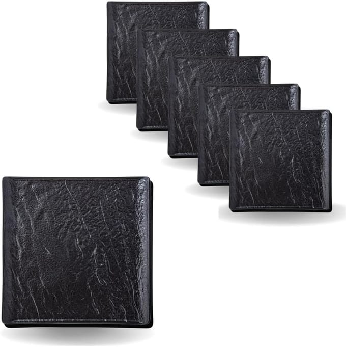 Wilmax Square Plate SlateStone Set – 6er Pack, Schwarz WL-661104/A6