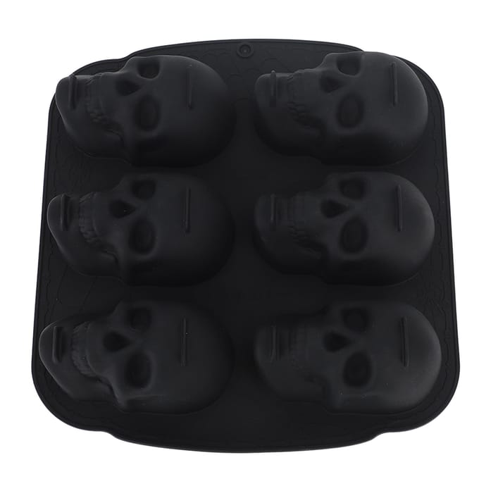 Doodshoofd Bakvorm Zachte Siliconen Halloween Skelet Hoofd Taartvorm voor Taart Koekje Chocolade L black