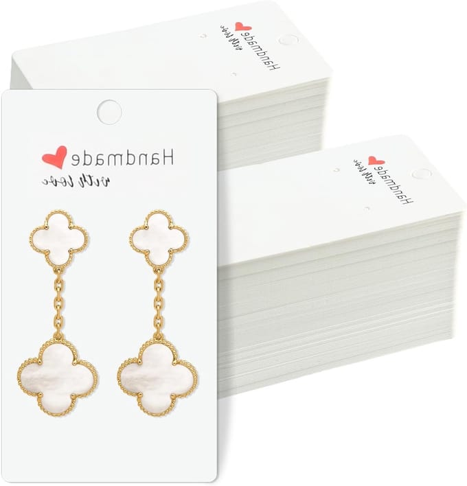 200 Stuks Kaarten voor Oorbellen, Handgemaakte Sieraden Presentatiekaarten van Karton, 5 x 9 cm (Wit)