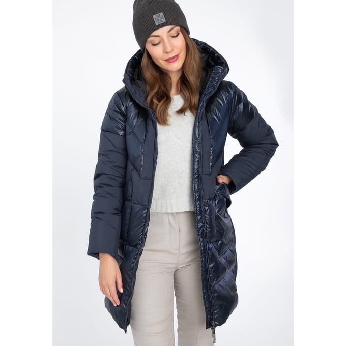 Wittchen Dames Donsjas in Combinatiematerialen met Capuchon, Marineblauw