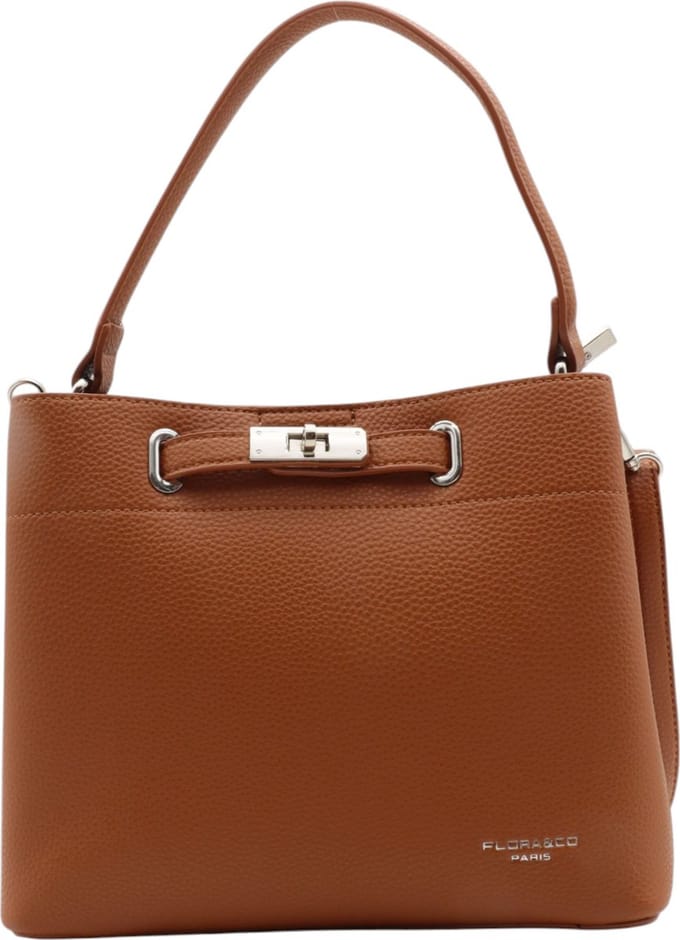 Flora&Co - trendy Handtas - 3 vakken - camel