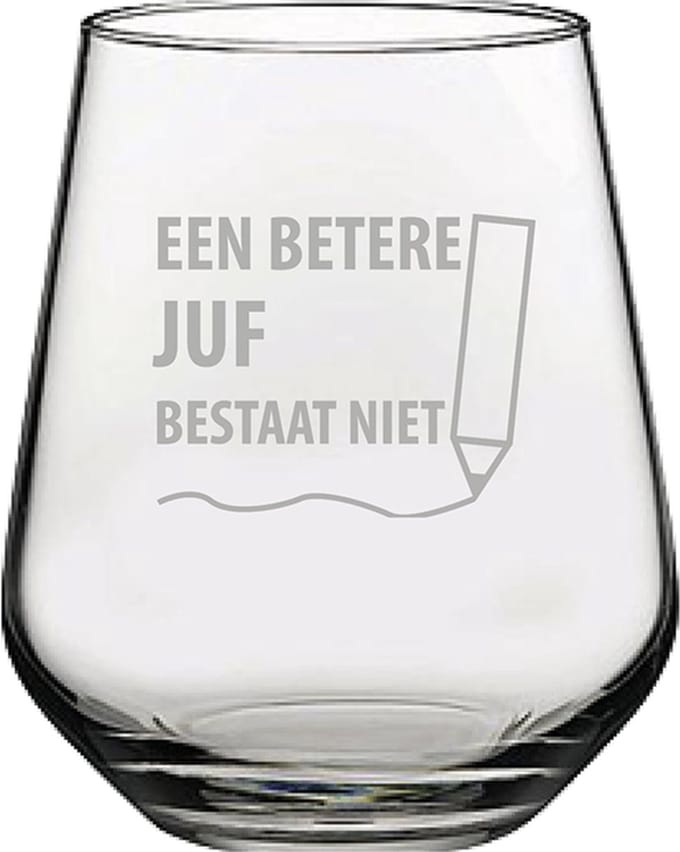 Gegraveerde Drinkglas 42,5cl een betere juf bestaat niet