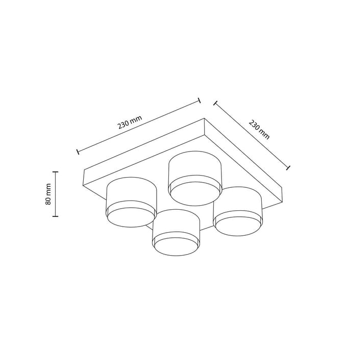 TK Lighting Plafondlamp Brix, groen, 23 cm lang, 4-lamps, GX53