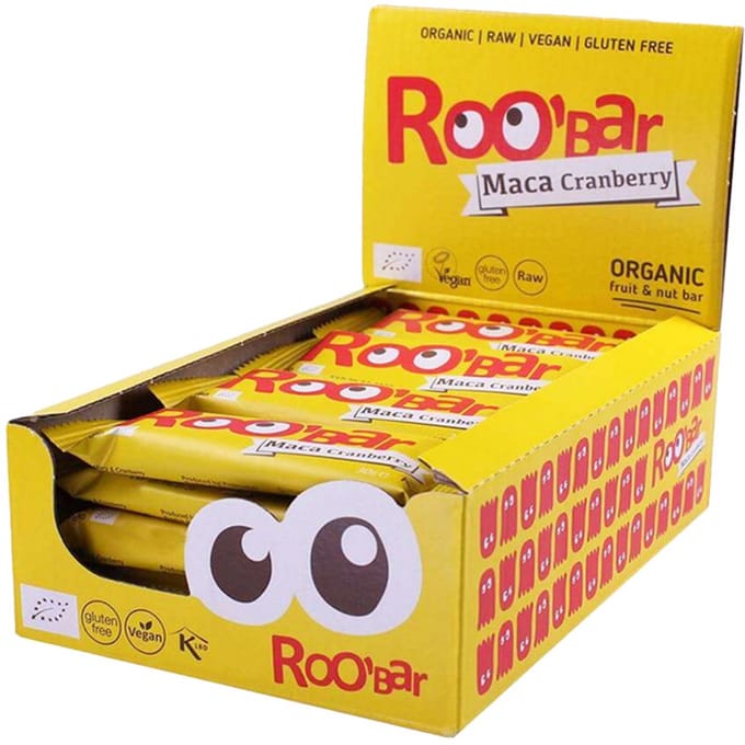 Roo'Bar | Maca & Cranberry Bar | 20 stuks | 20 x 30 gram